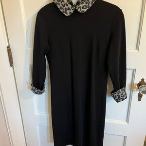 Talbots Black Dress with Animal Print Accents